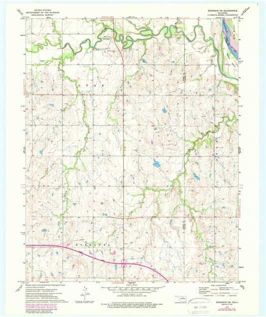 Classic USGS Morrison NE Oklahoma 7.5'x7.5' Topo Map Image