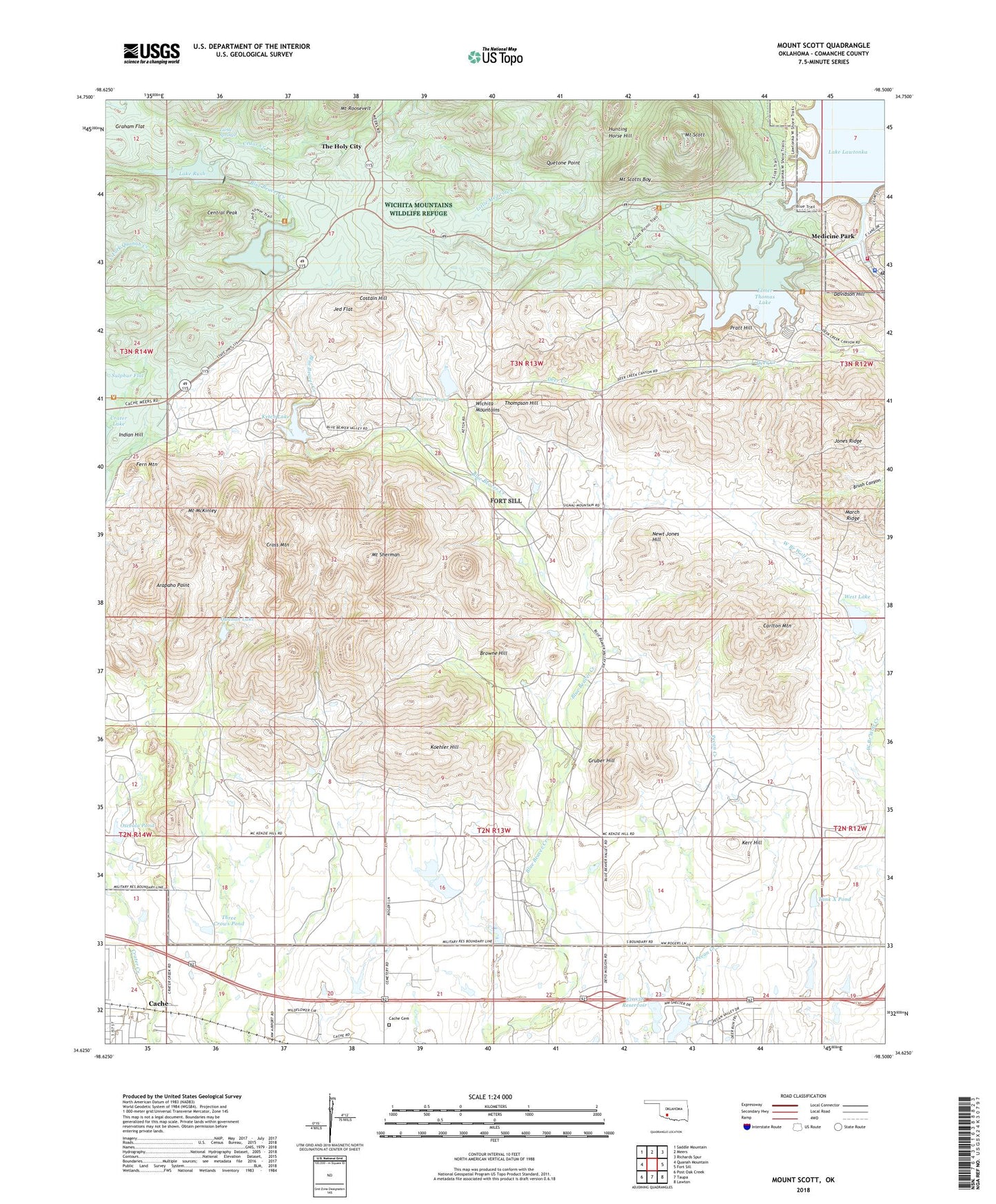 Mount Scott Oklahoma US Topo Map Image