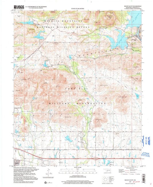 Classic USGS Mount Scott Oklahoma 7.5'x7.5' Topo Map Image