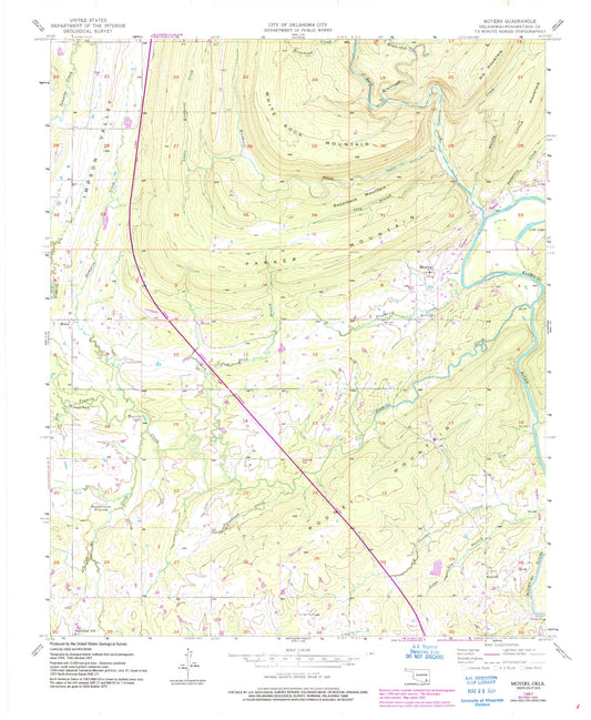 Classic USGS Moyers Oklahoma 7.5'x7.5' Topo Map Image