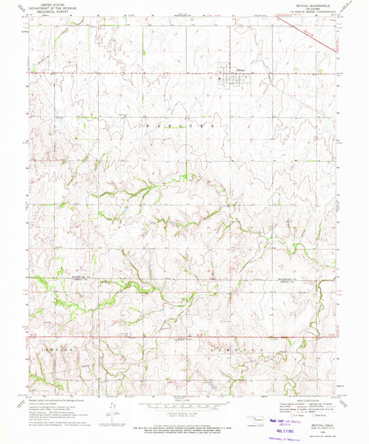 Classic USGS Mutual Oklahoma 7.5'x7.5' Topo Map Image