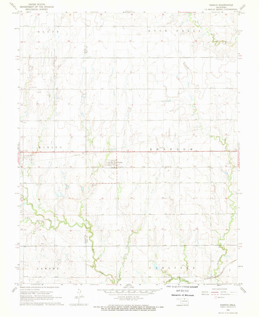 Classic USGS Nardin Oklahoma 7.5'x7.5' Topo Map Image