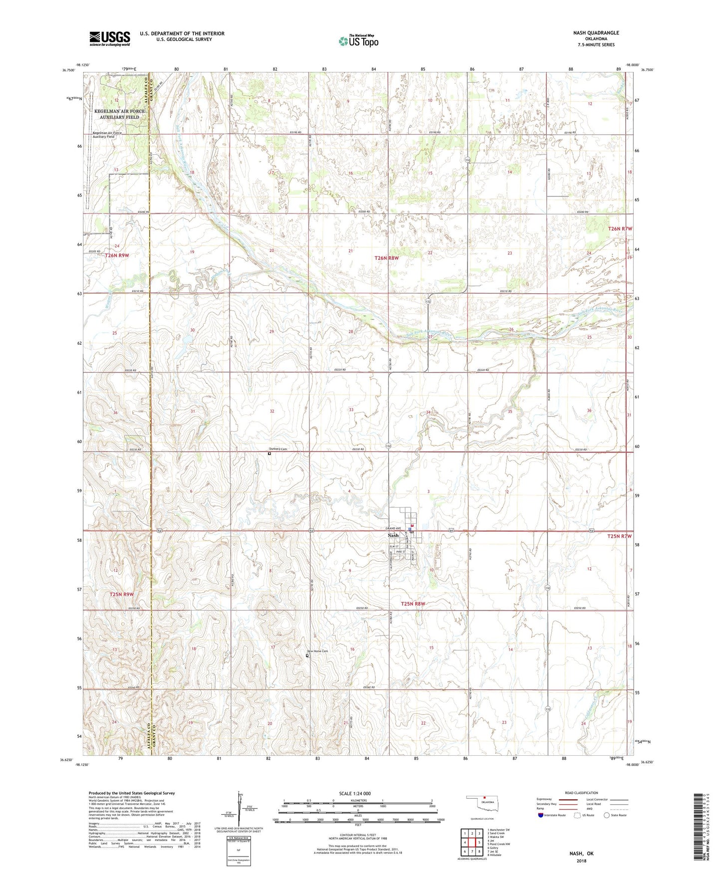 Nash Oklahoma US Topo Map Image