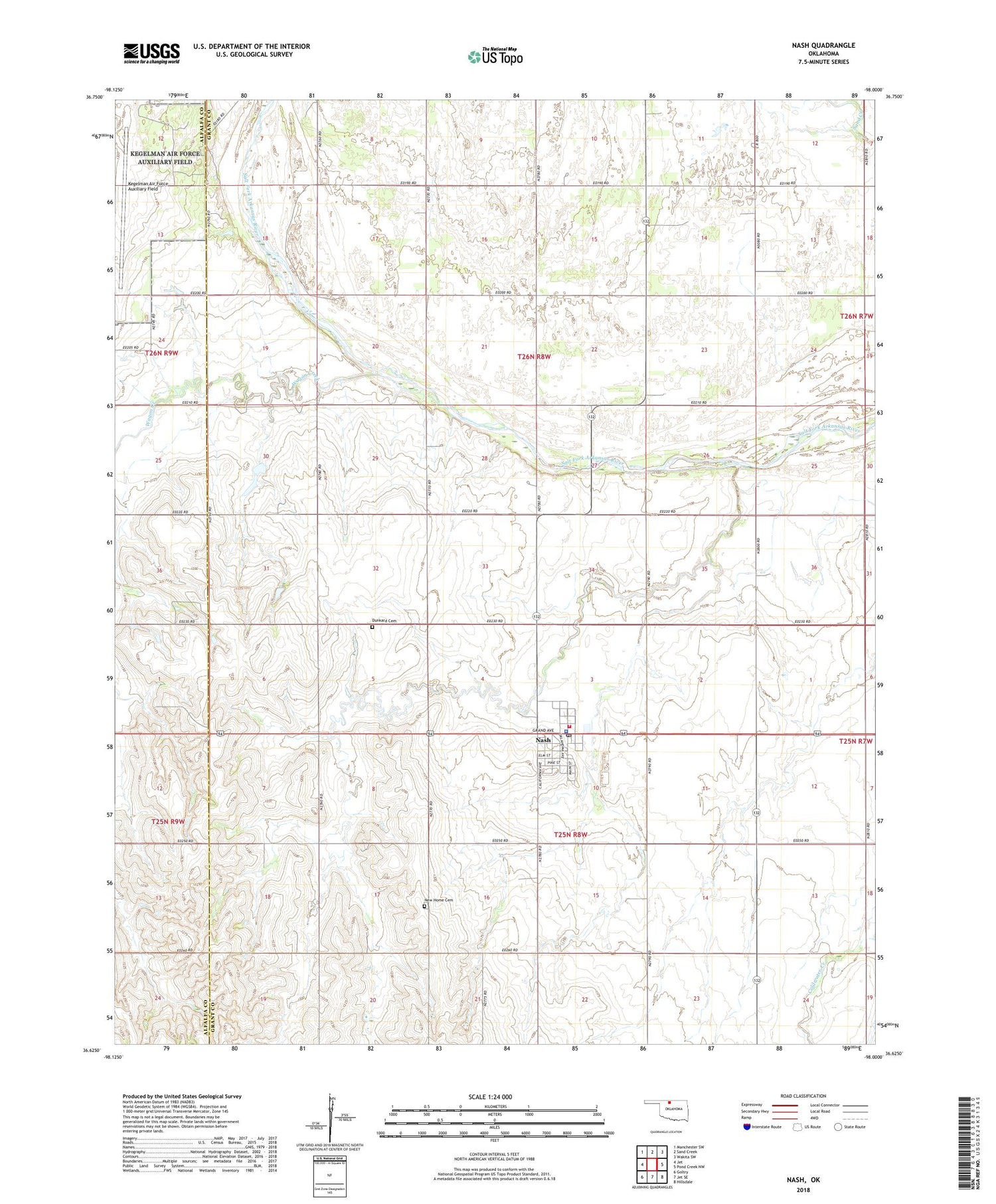Nash Oklahoma US Topo Map Image