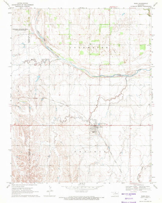 Classic USGS Nash Oklahoma 7.5'x7.5' Topo Map Image
