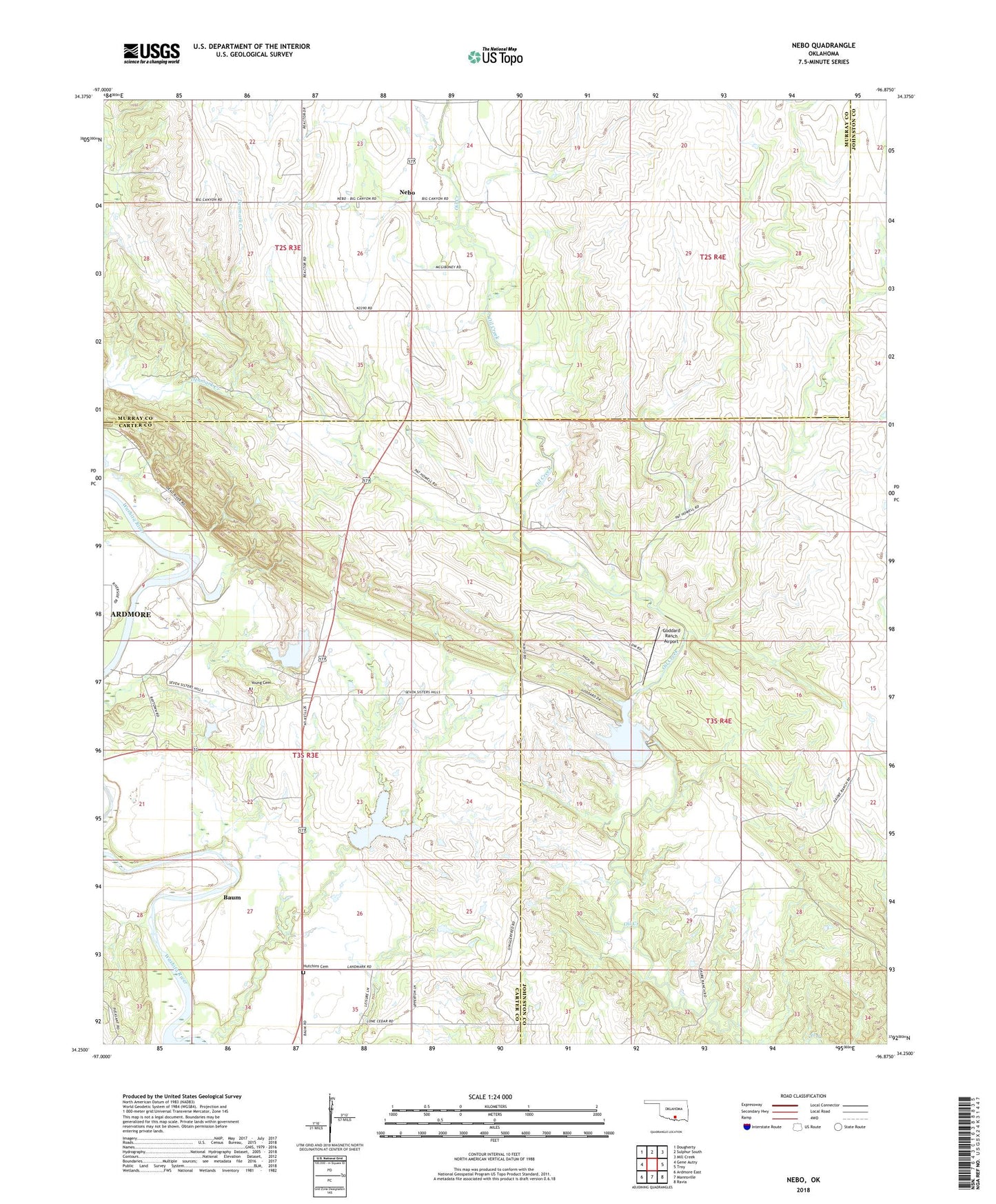 Nebo Oklahoma US Topo Map Image