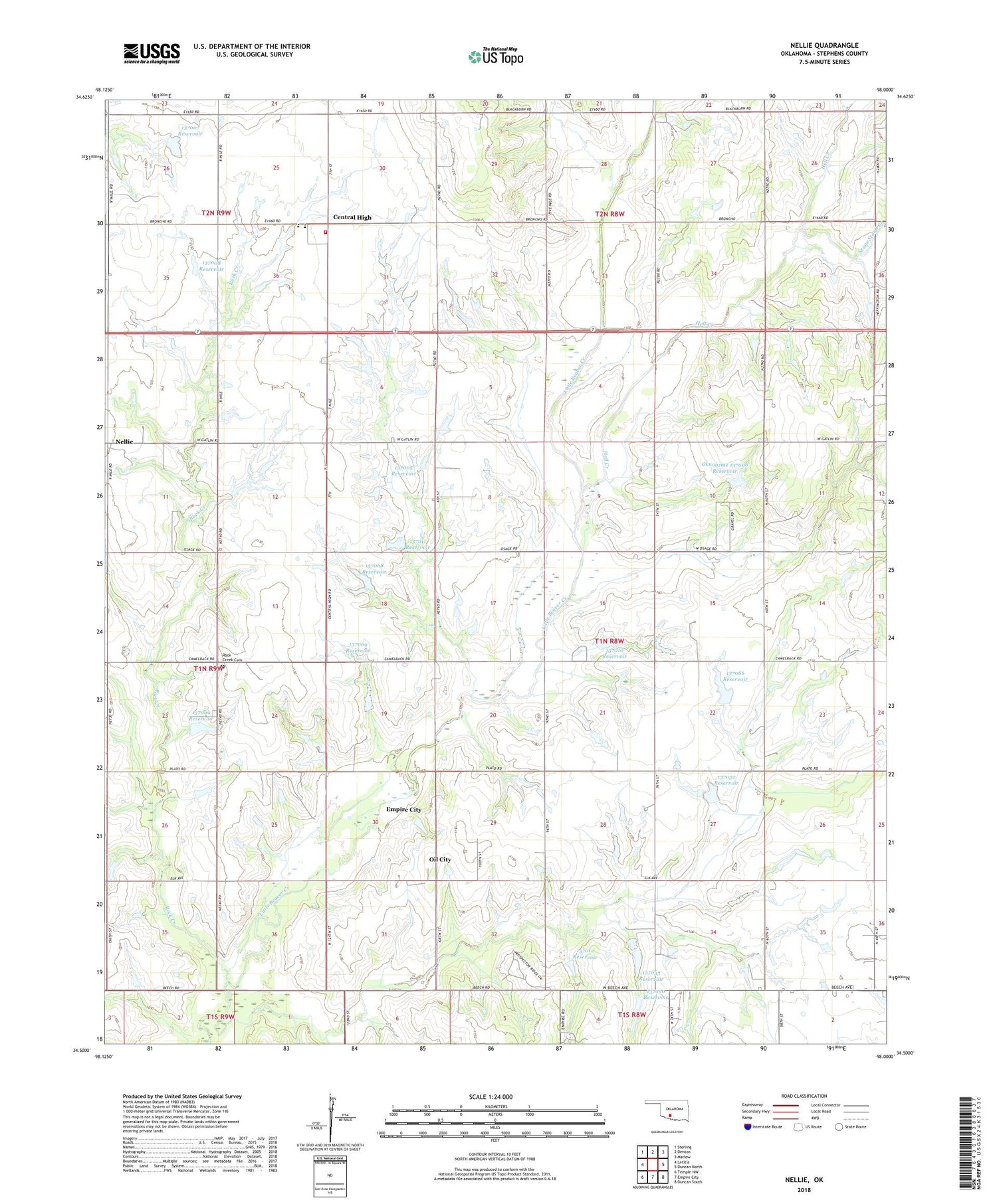 Nellie Oklahoma US Topo Map Image