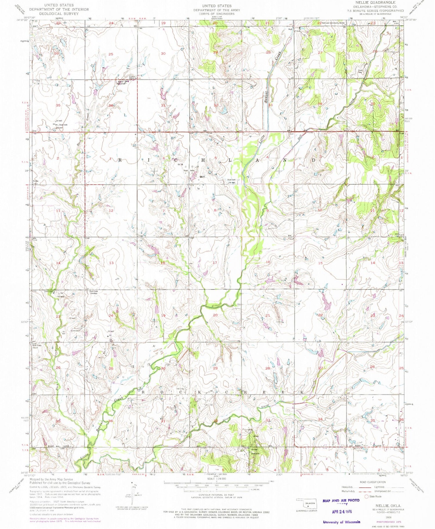 Classic USGS Nellie Oklahoma 7.5'x7.5' Topo Map Image