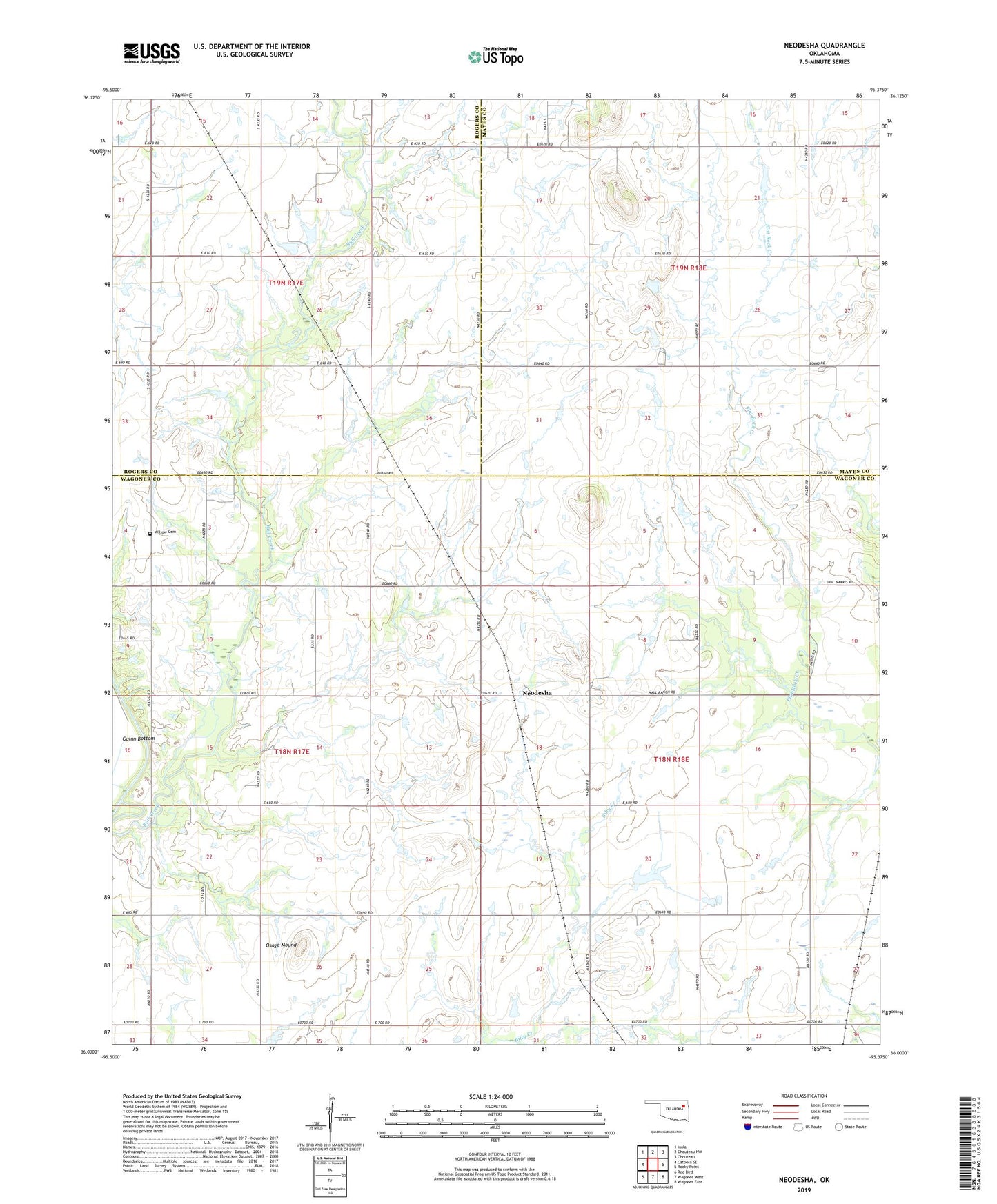 Neodesha Oklahoma US Topo Map Image