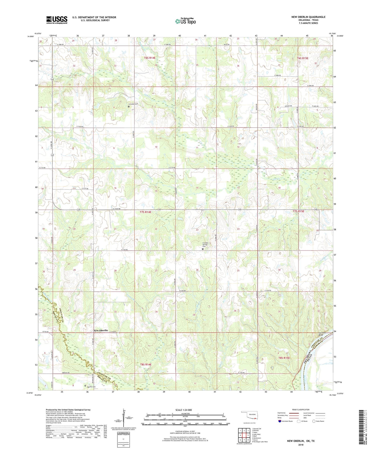 New Oberlin Oklahoma US Topo Map Image