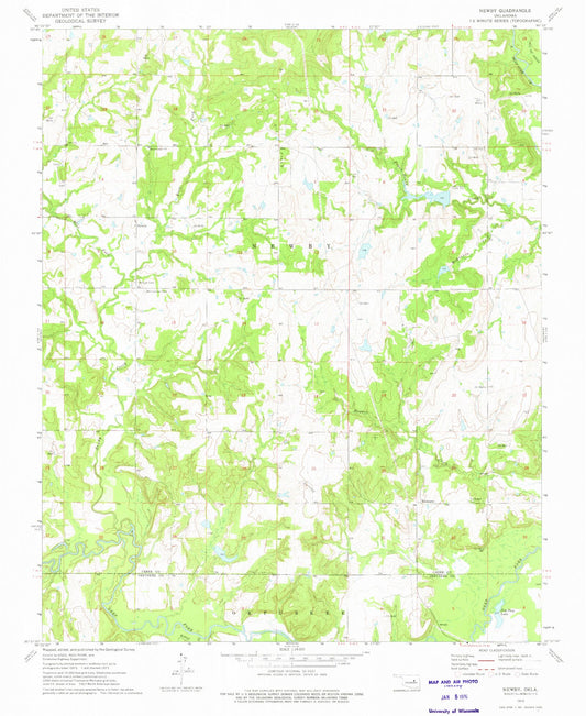 Classic USGS Newby Oklahoma 7.5'x7.5' Topo Map Image