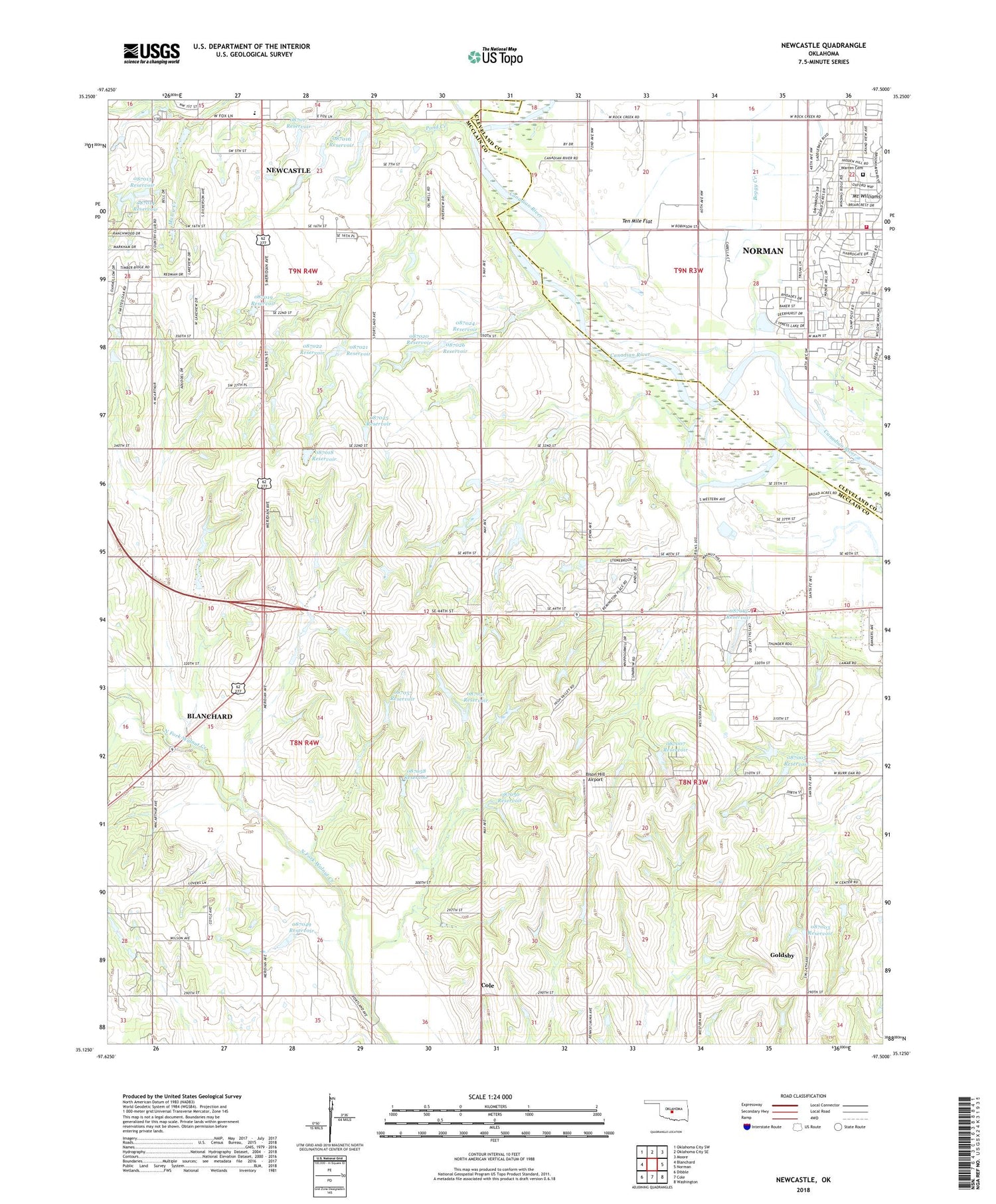 Newcastle Oklahoma US Topo Map Image