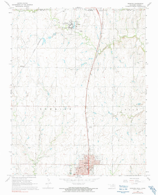 Classic USGS Newkirk Oklahoma 7.5'x7.5' Topo Map Image