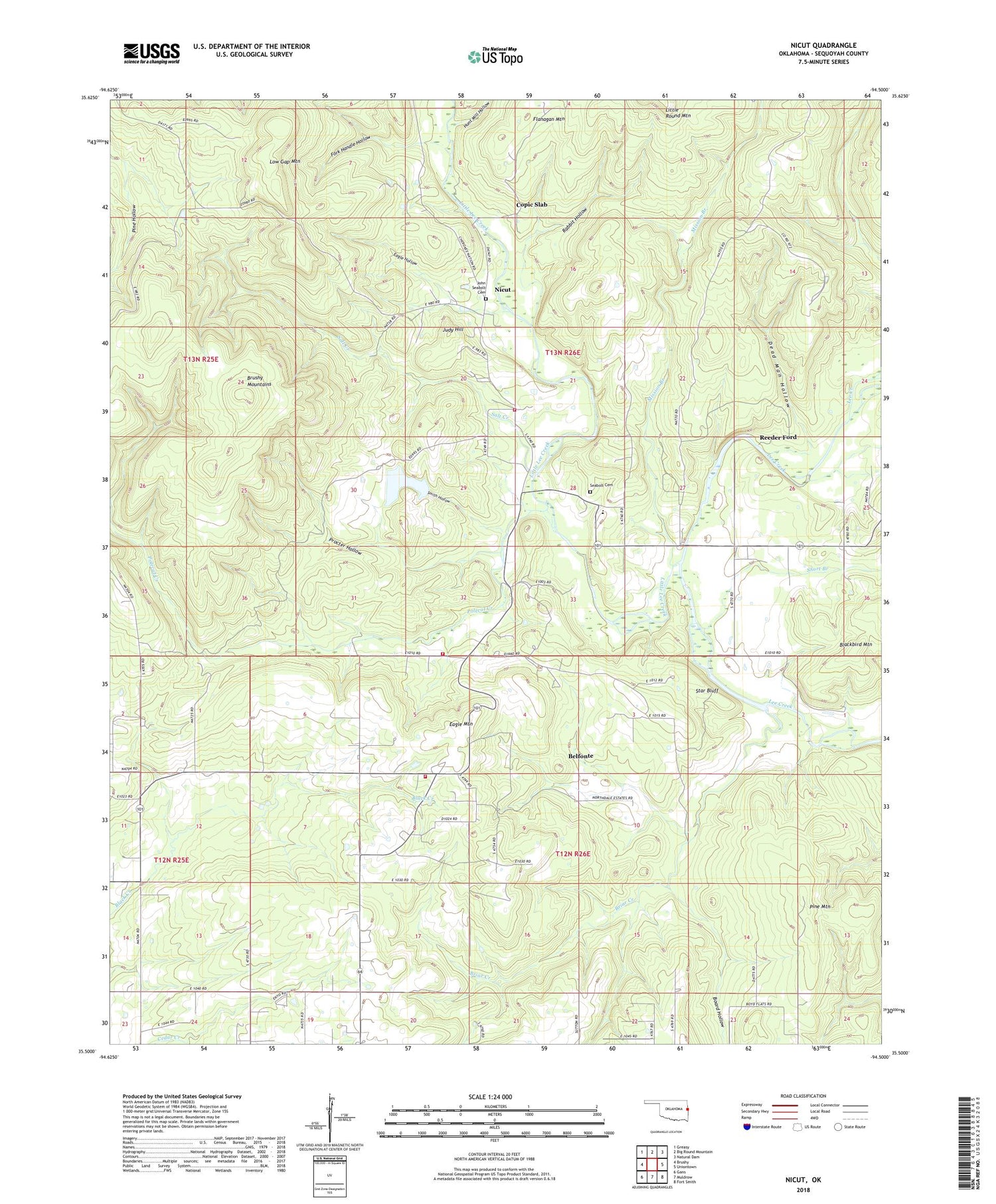 Nicut Oklahoma US Topo Map Image
