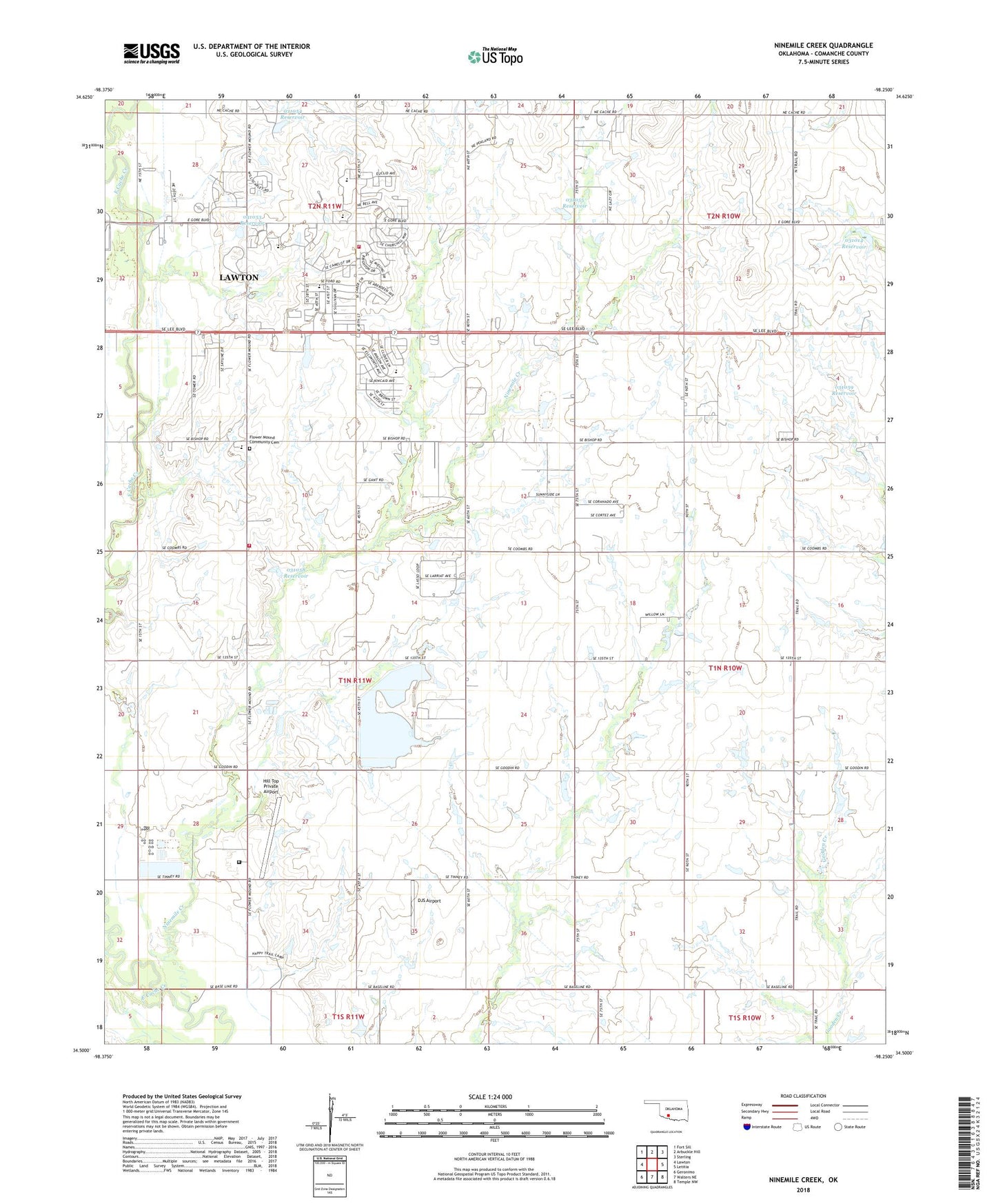 Ninemile Creek Oklahoma US Topo Map Image