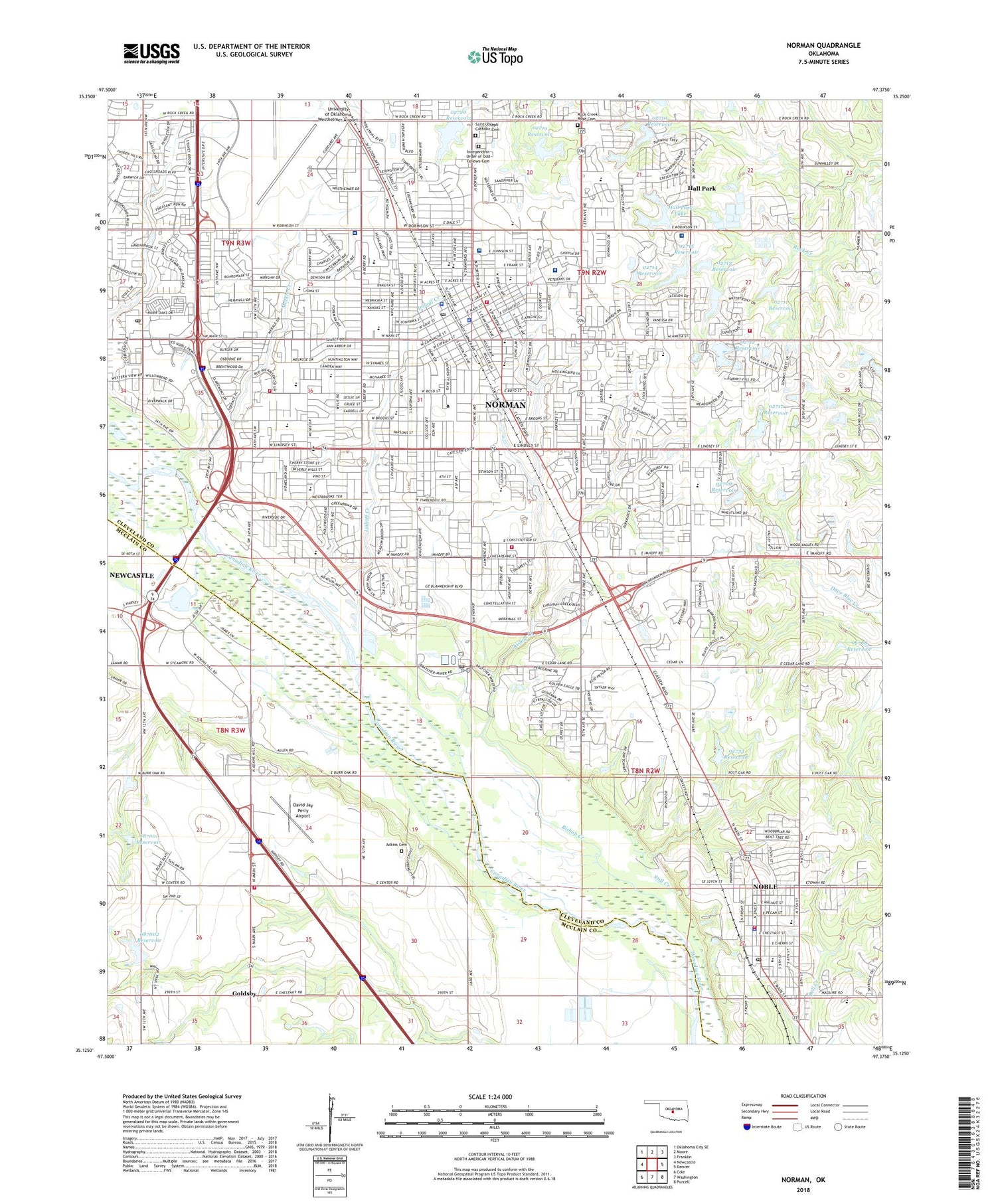 Norman Oklahoma US Topo Map Image