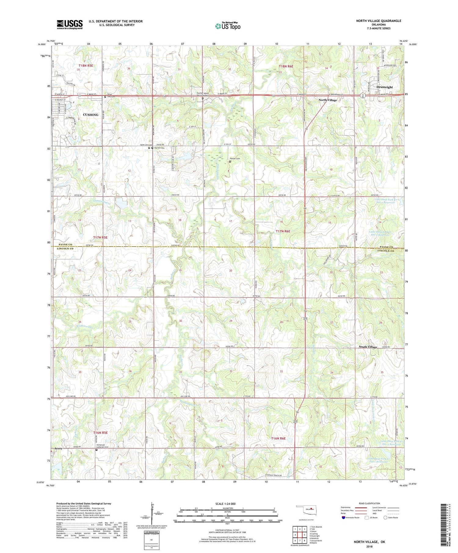 North Village Oklahoma US Topo Map Image