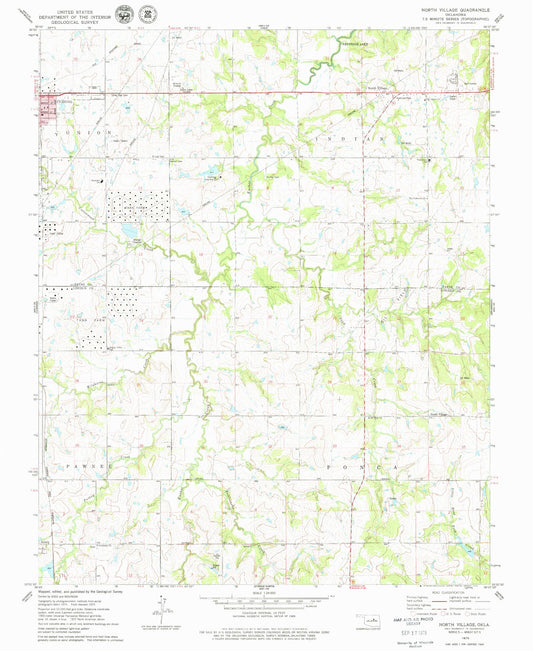 Classic USGS North Village Oklahoma 7.5'x7.5' Topo Map Image