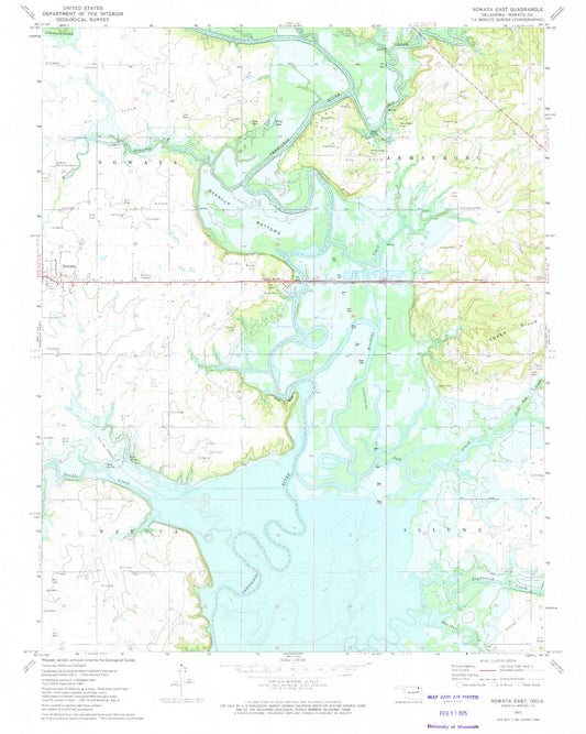 Classic USGS Nowata East Oklahoma 7.5'x7.5' Topo Map Image