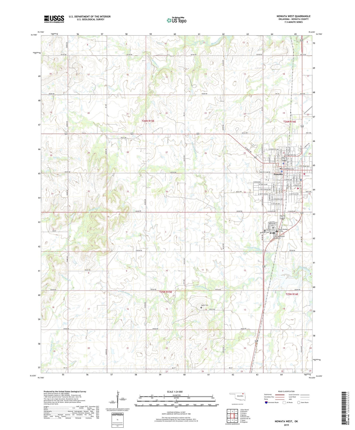 Nowata West Oklahoma US Topo Map Image