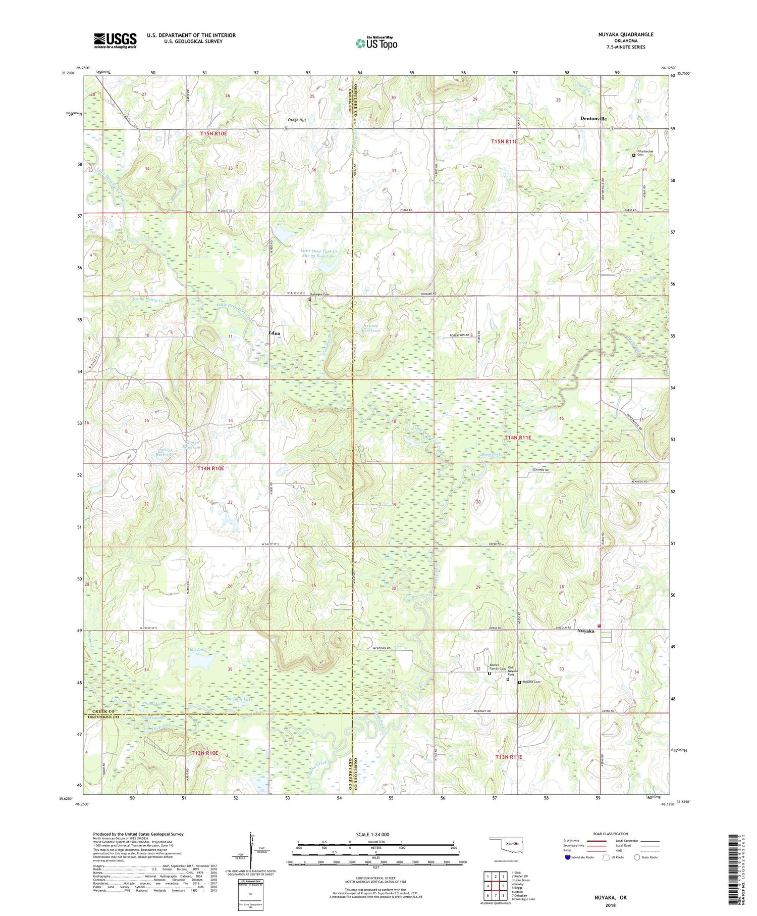 Nuyaka Oklahoma US Topo Map Image