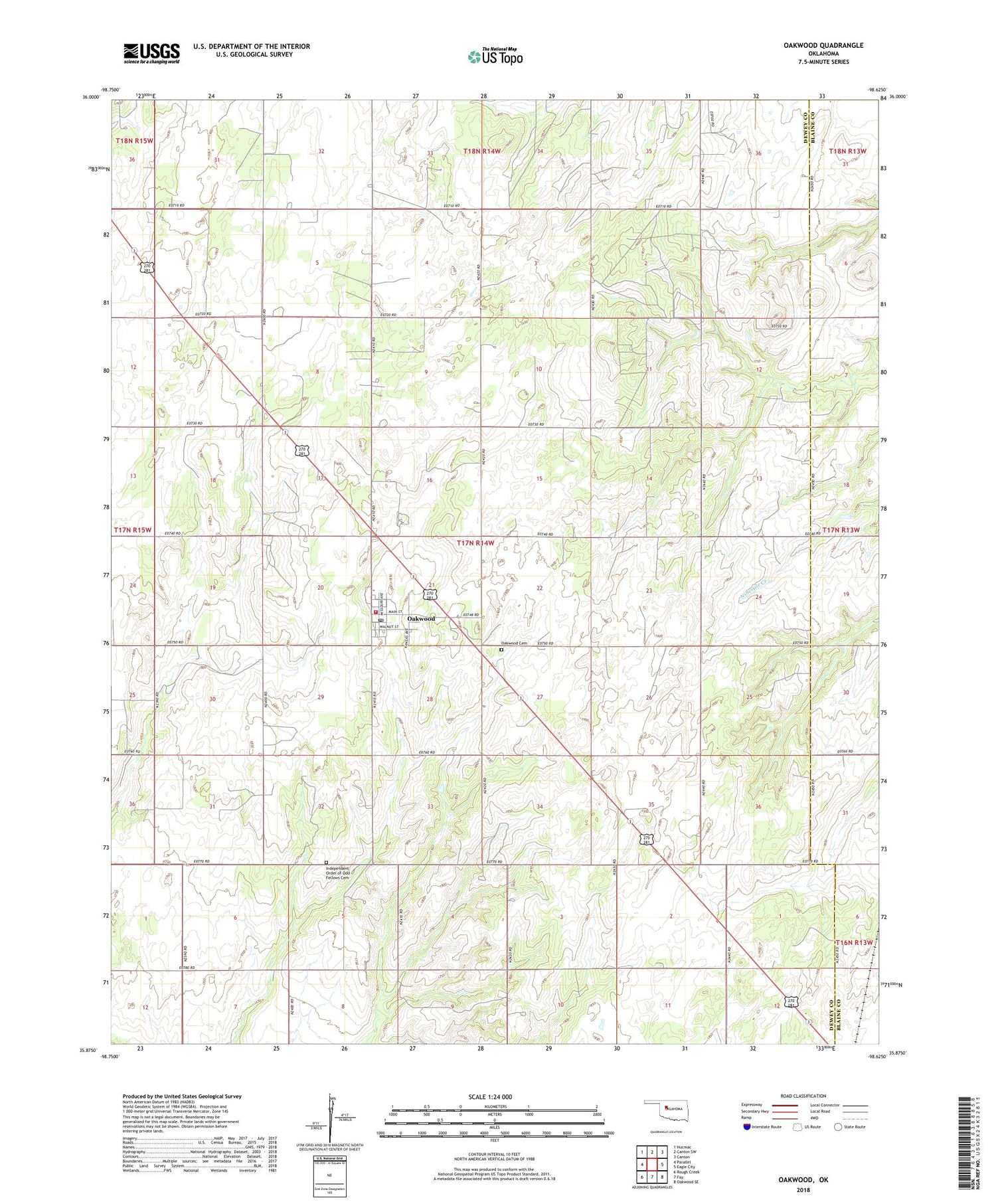 Oakwood Oklahoma US Topo Map Image