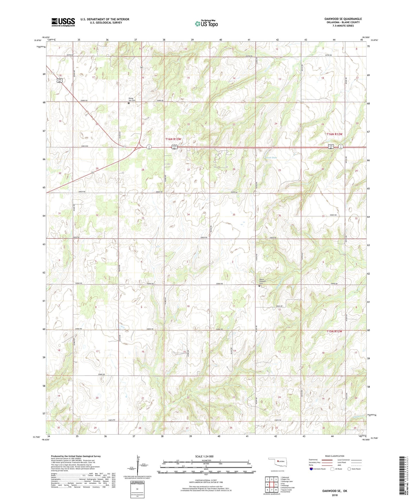 Oakwood SE Oklahoma US Topo Map Image