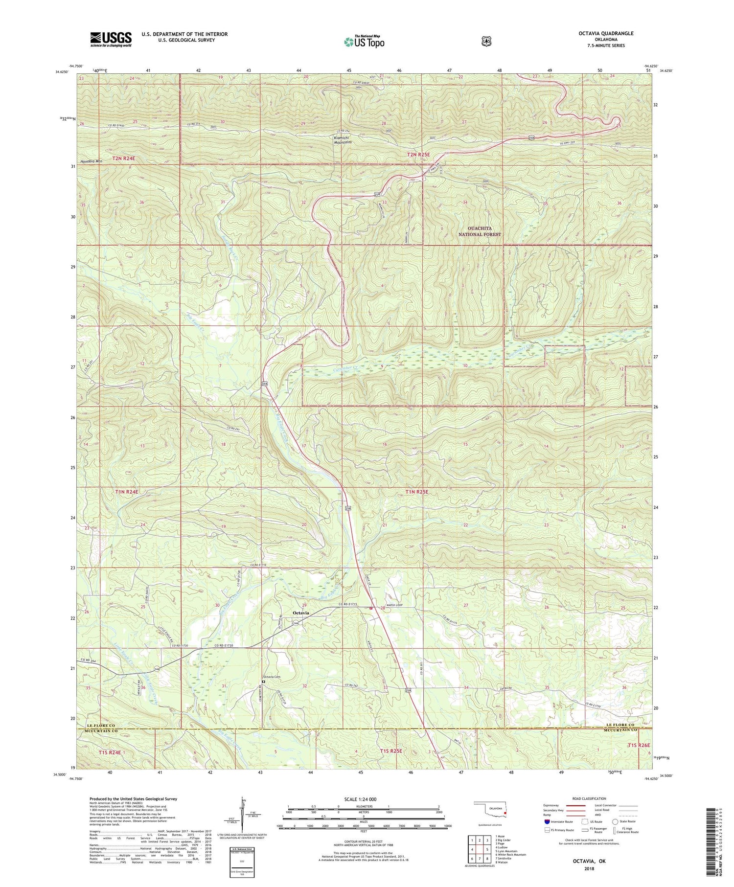 Octavia Oklahoma US Topo Map Image