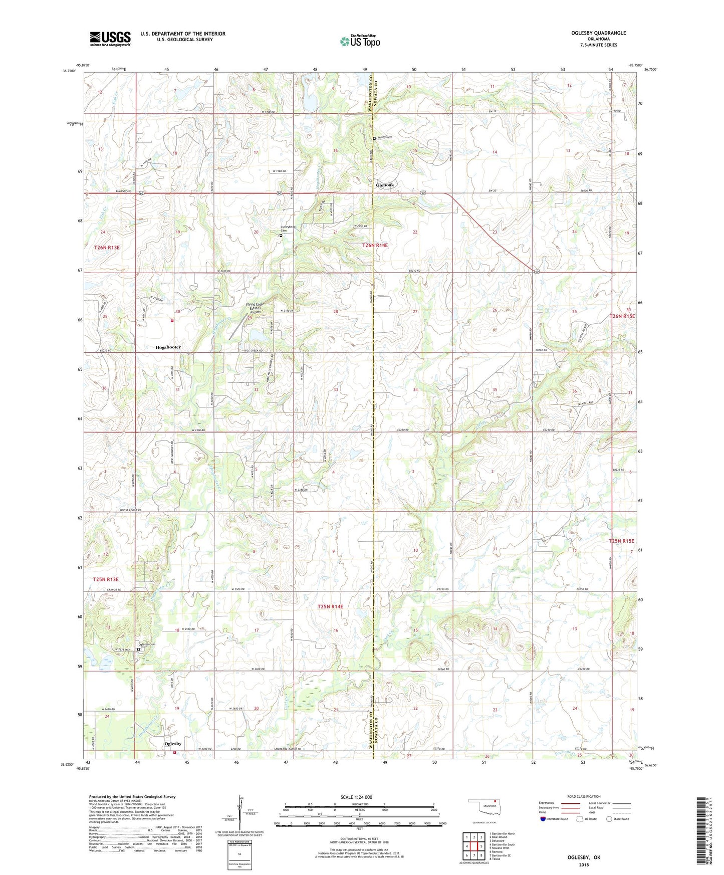 Oglesby Oklahoma US Topo Map Image