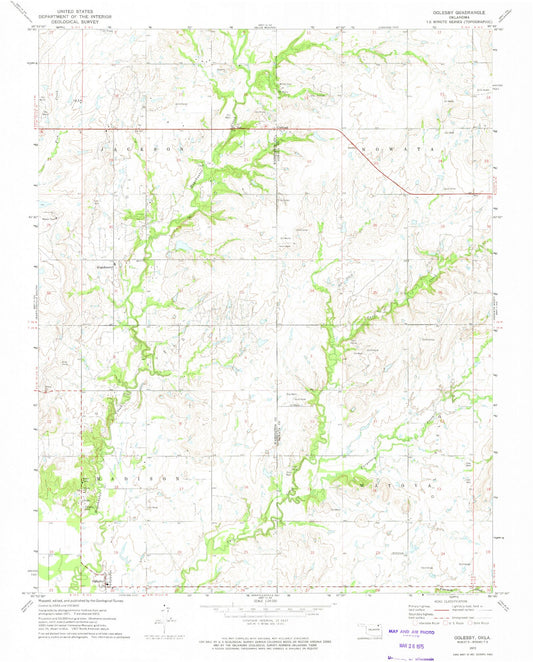 Classic USGS Oglesby Oklahoma 7.5'x7.5' Topo Map Image