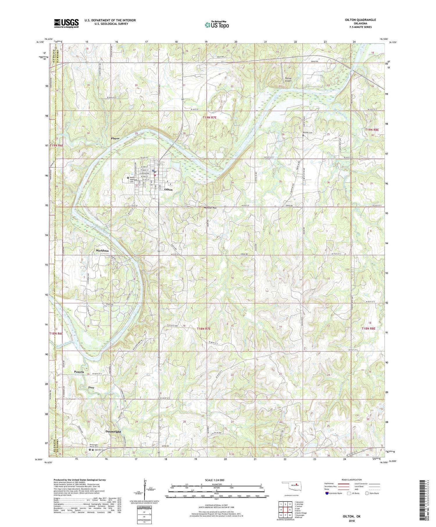 Oilton Oklahoma US Topo Map Image