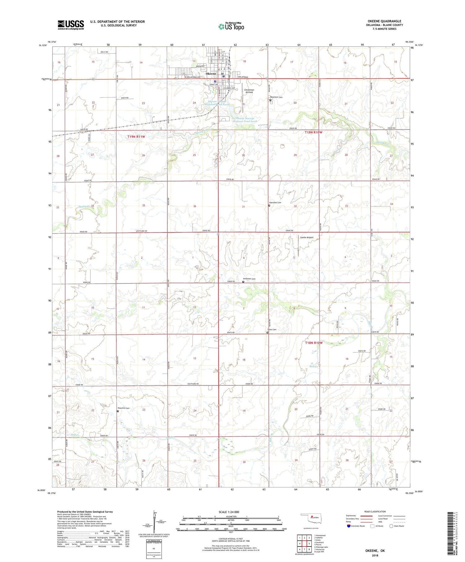 Okeene Oklahoma US Topo Map Image