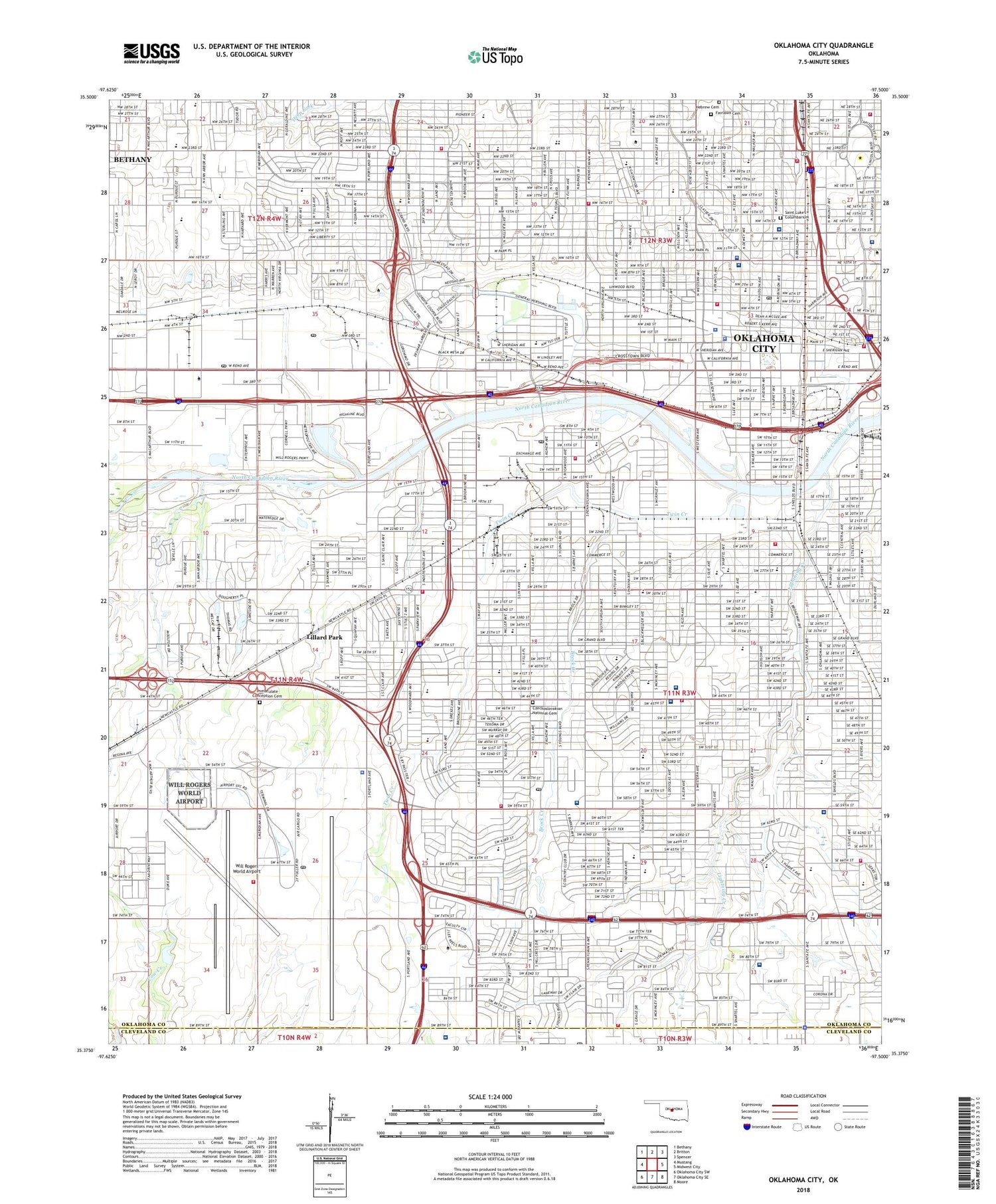 Oklahoma City Oklahoma US Topo Map Image
