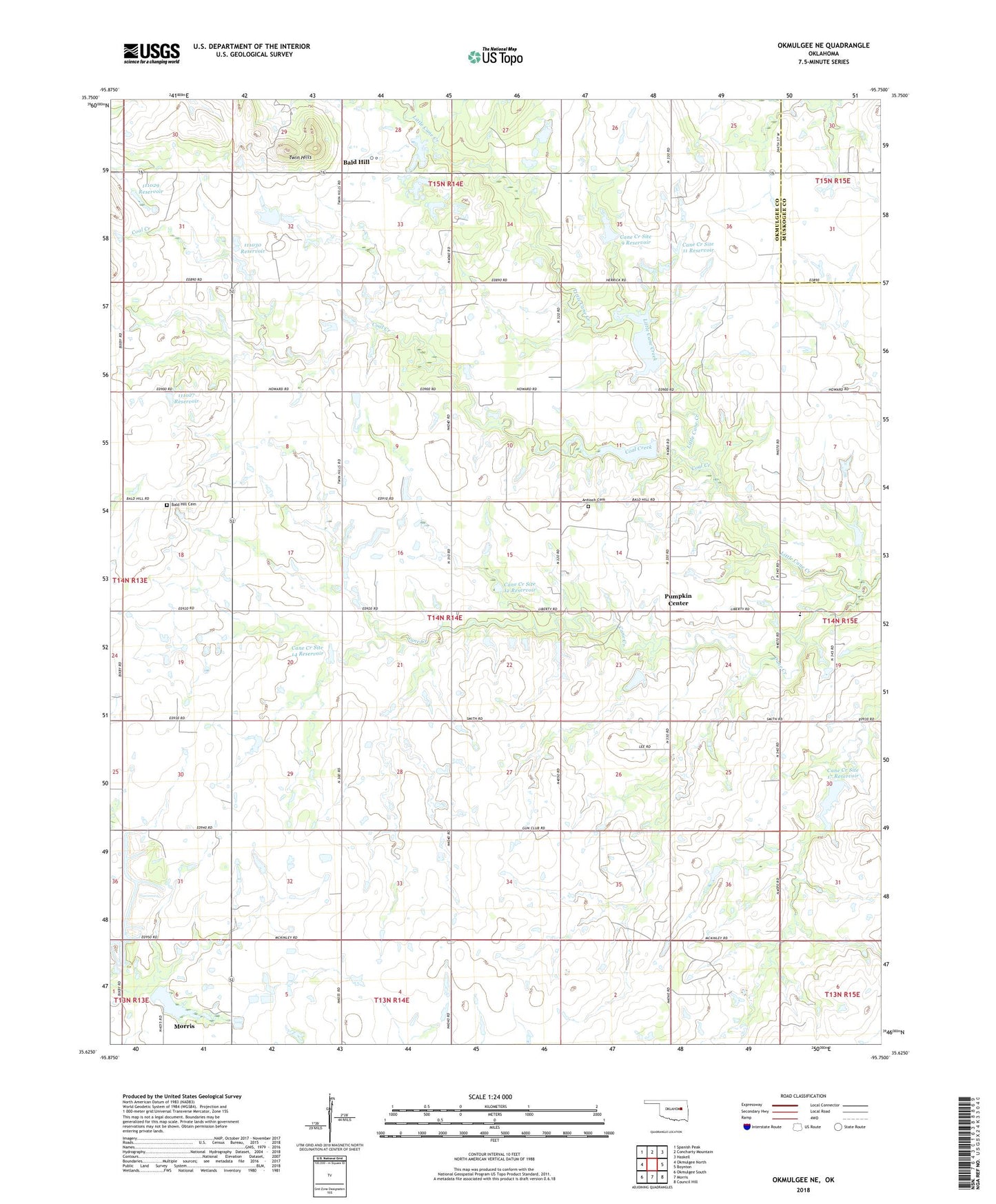 Okmulgee NE Oklahoma US Topo Map Image