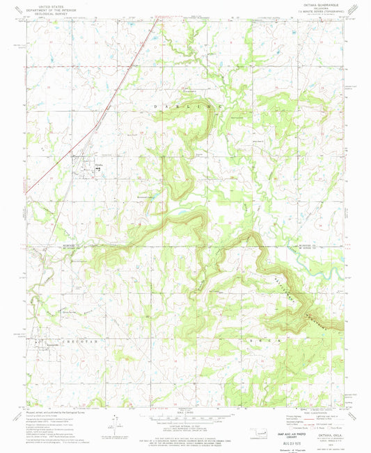 Classic USGS Oktaha Oklahoma 7.5'x7.5' Topo Map Image