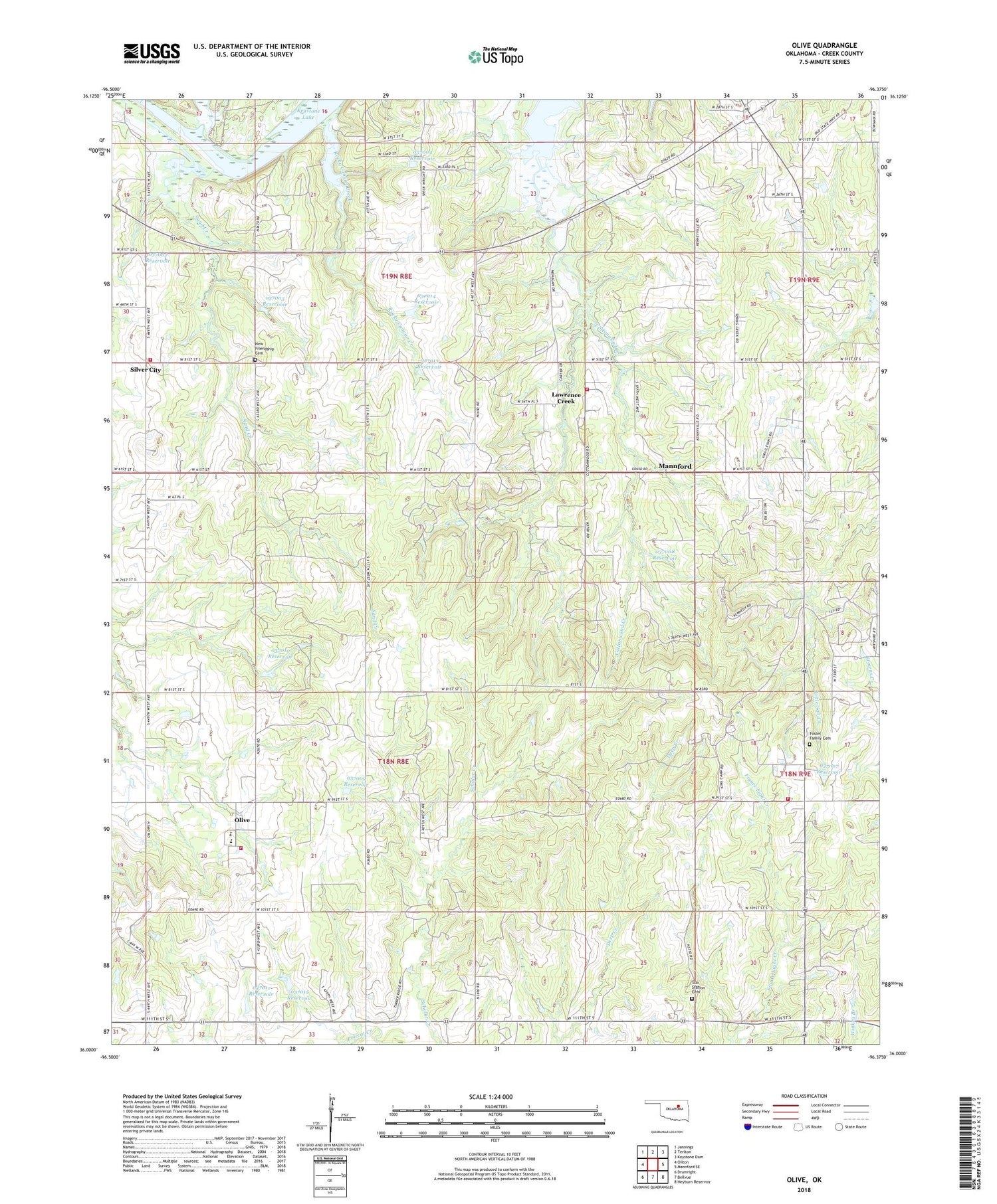 Olive Oklahoma US Topo Map Image