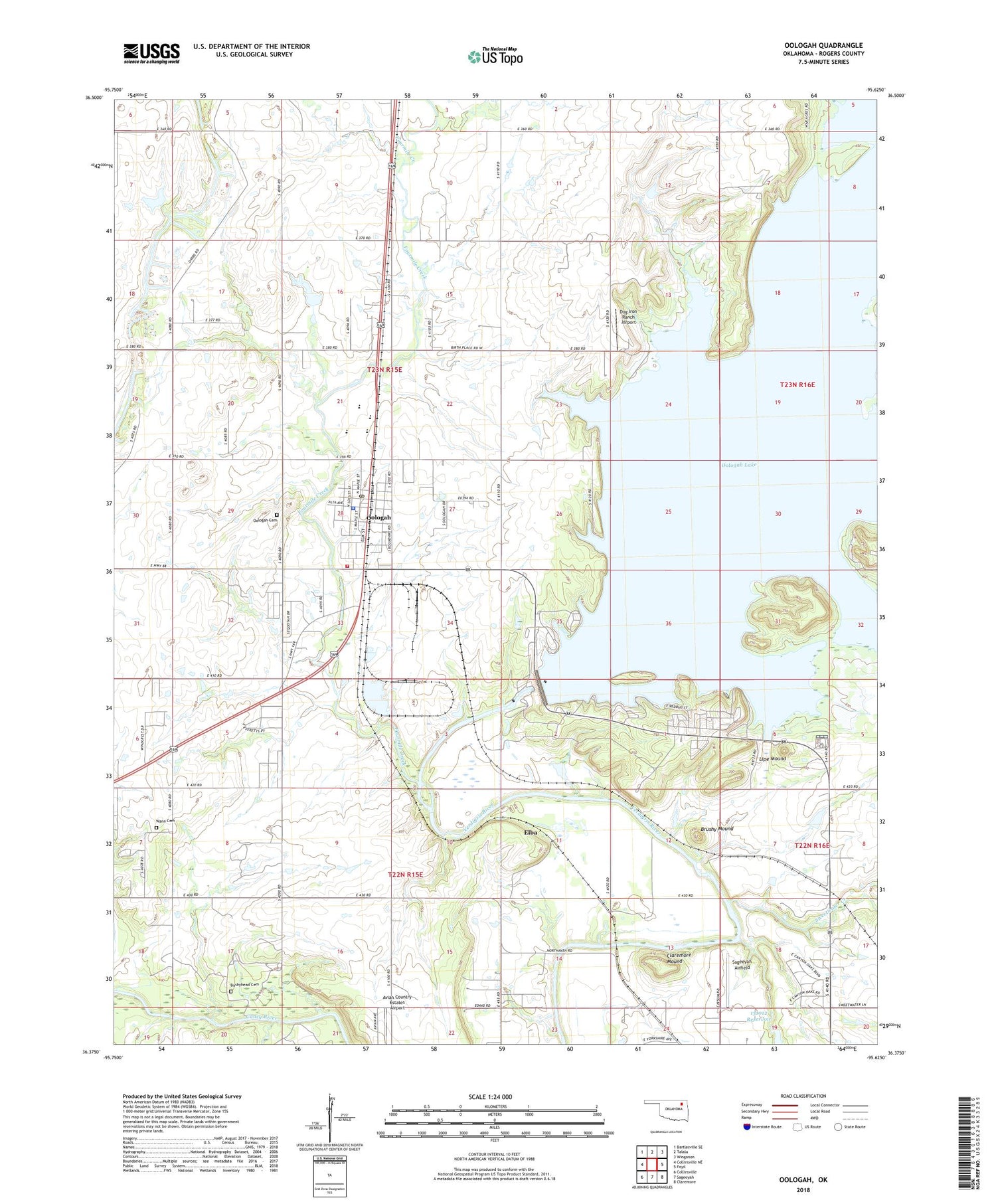 Oologah Oklahoma US Topo Map Image