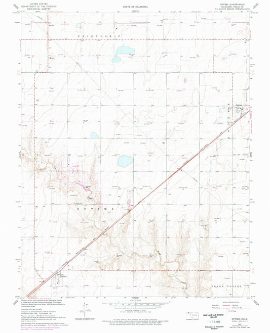 Classic USGS Optima Oklahoma 7.5'x7.5' Topo Map Image
