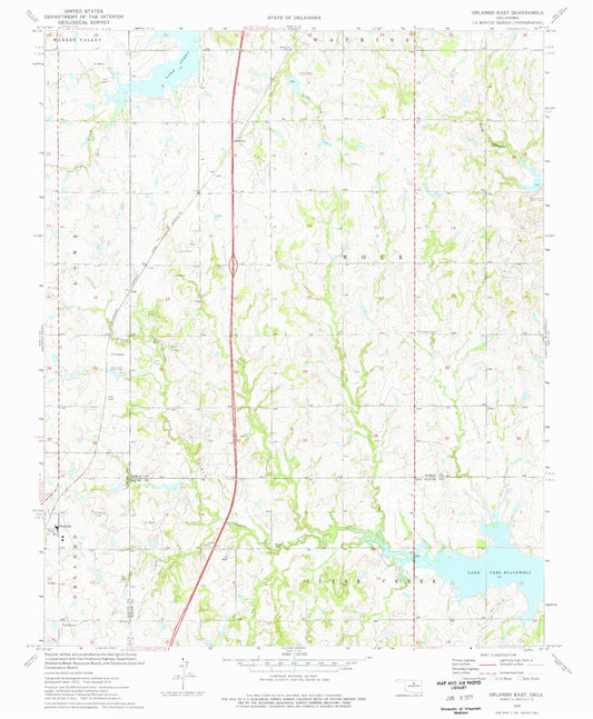 Classic USGS Orlando East Oklahoma 7.5'x7.5' Topo Map Image