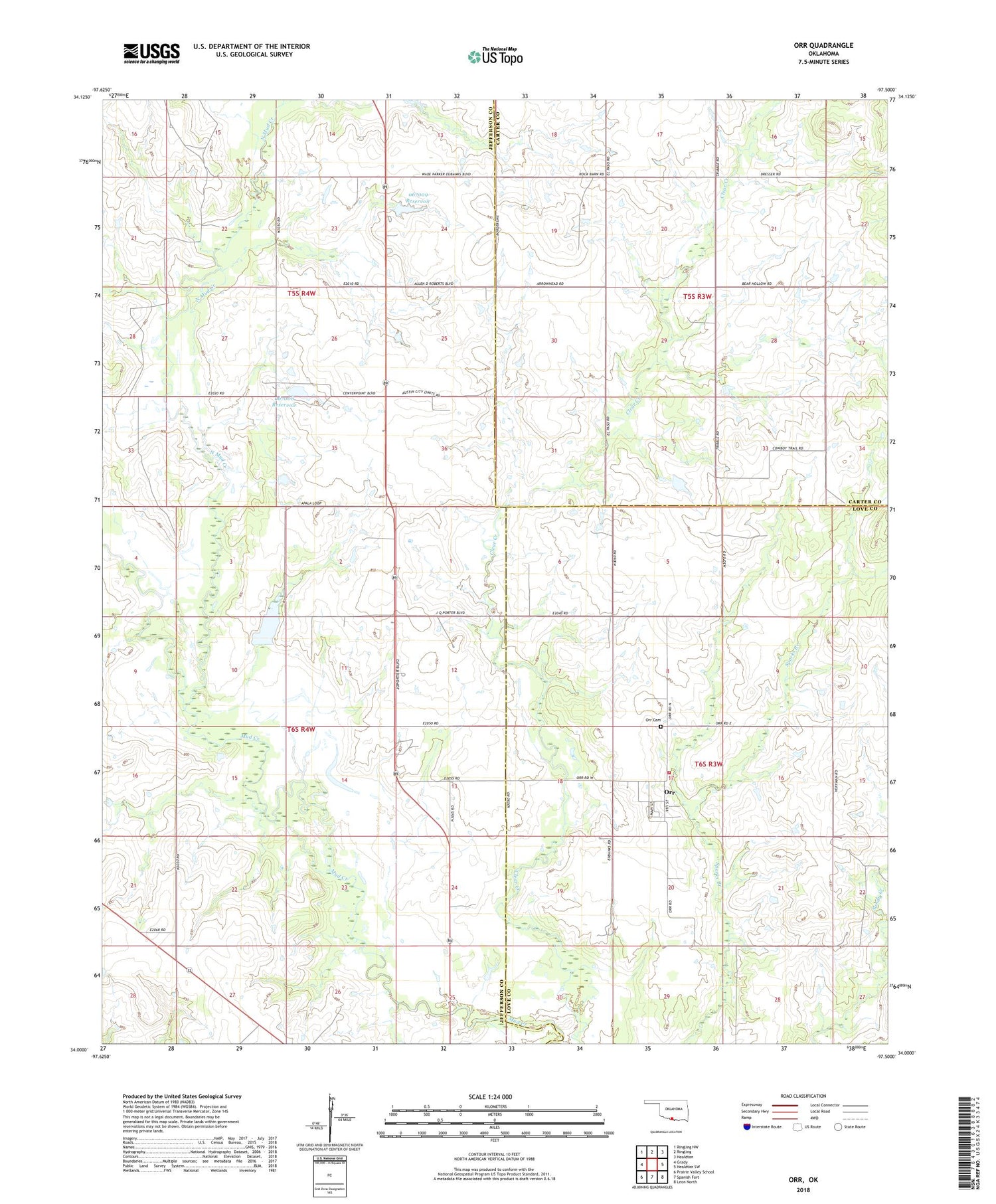 Orr Oklahoma US Topo Map Image