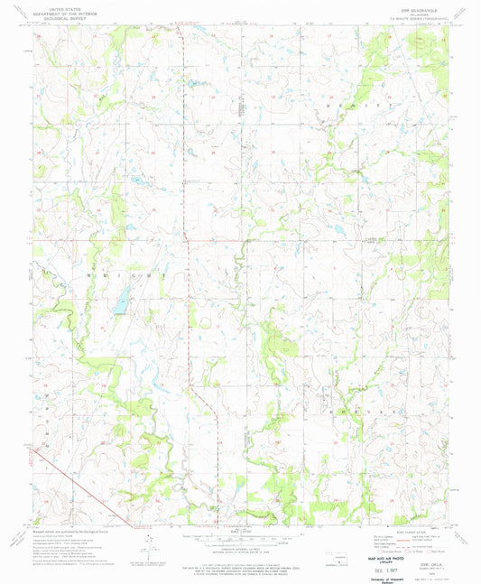 Classic USGS Orr Oklahoma 7.5'x7.5' Topo Map Image