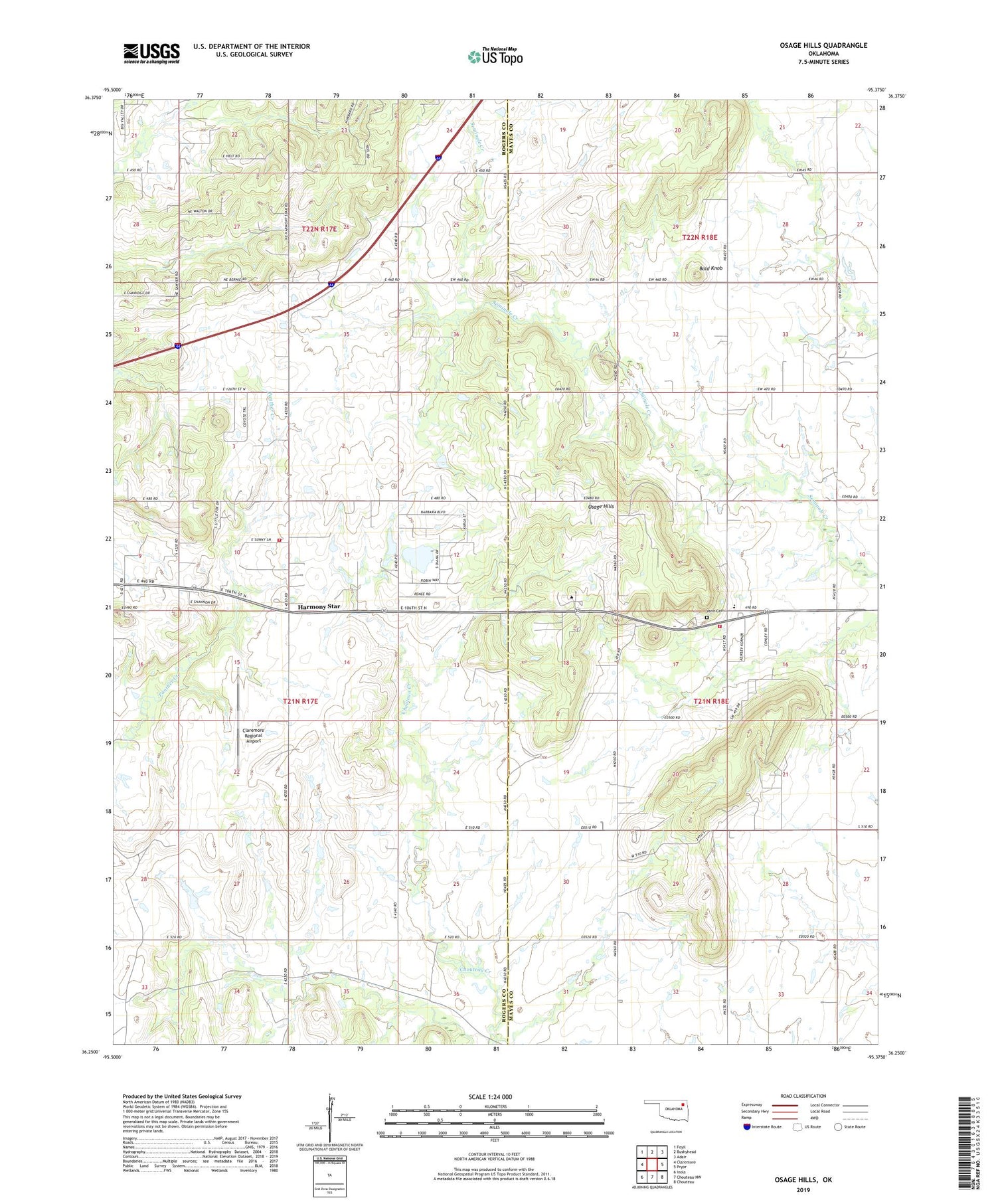 Osage Hills Oklahoma US Topo Map Image