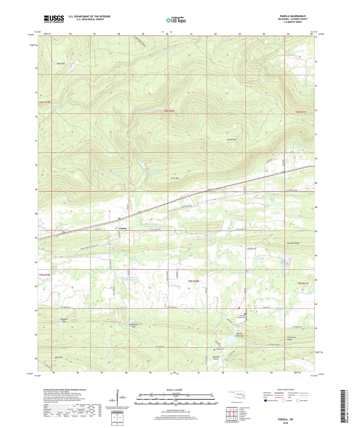 Panola Oklahoma US Topo Map Image