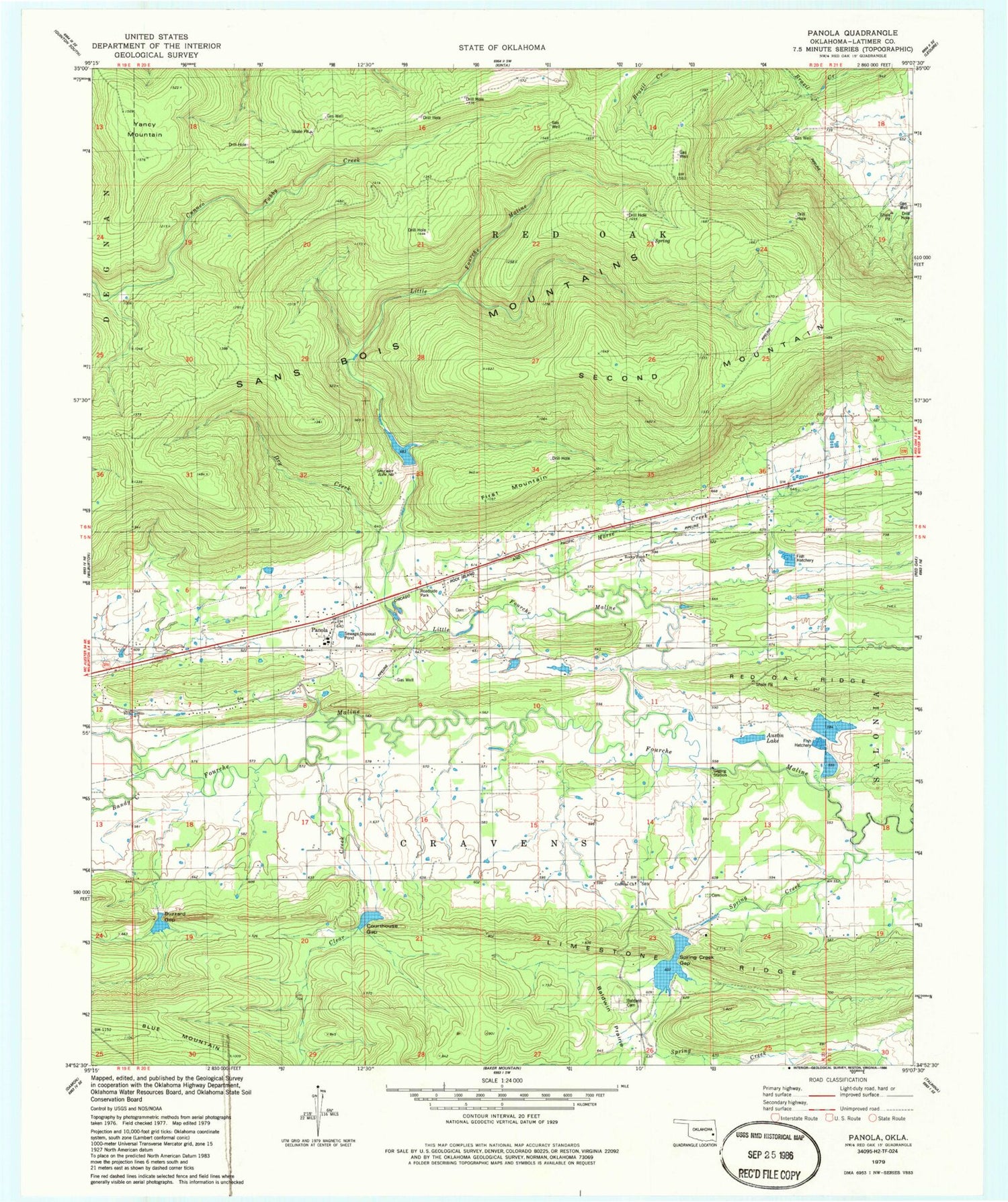 Classic USGS Panola Oklahoma 7.5'x7.5' Topo Map Image