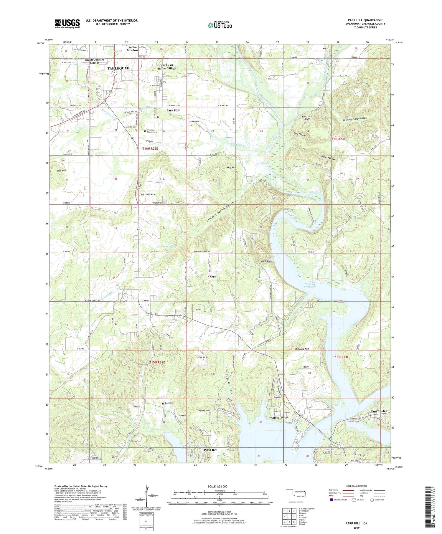 Park Hill Oklahoma US Topo Map Image