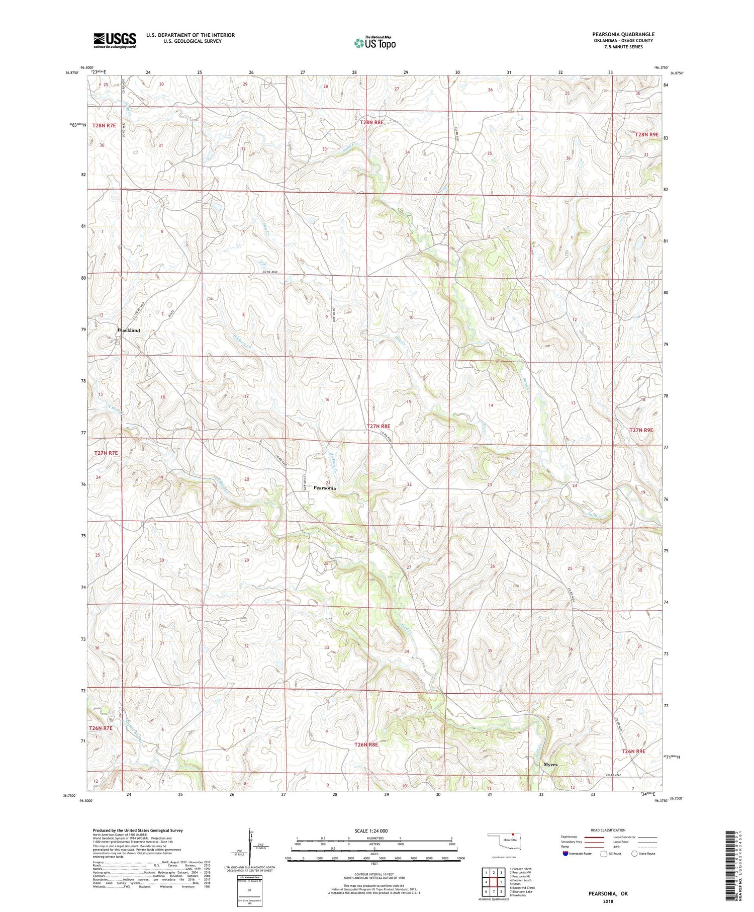 Pearsonia Oklahoma US Topo Map Image
