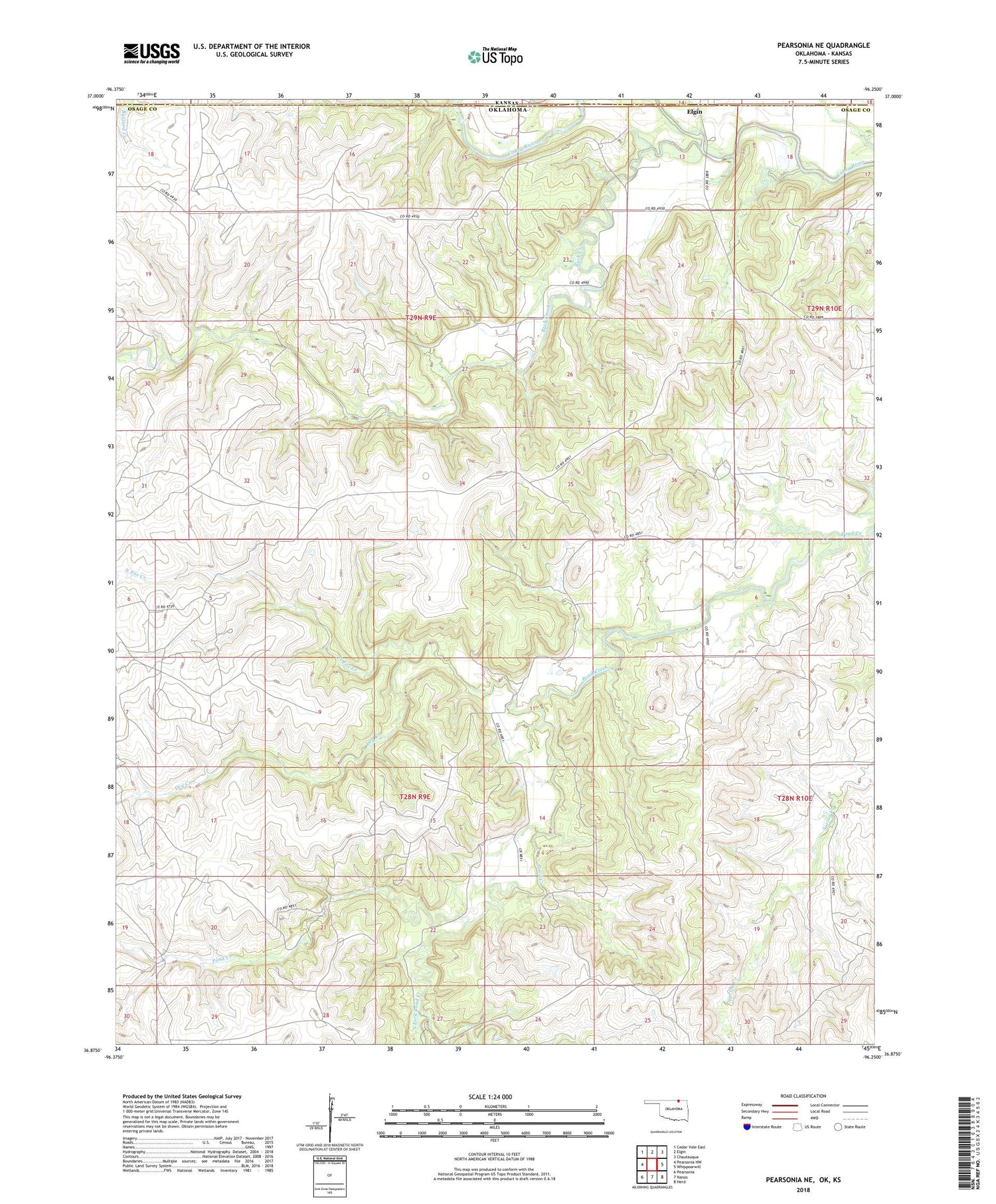 Pearsonia NE Oklahoma US Topo Map Image