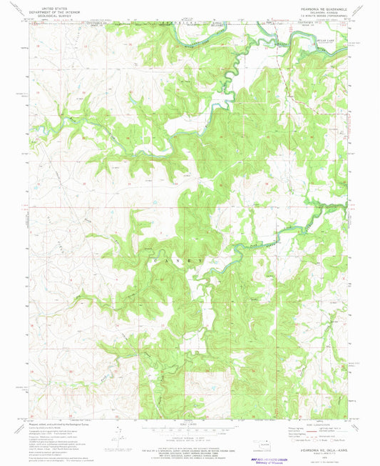 Classic USGS Pearsonia NE Oklahoma 7.5'x7.5' Topo Map Image