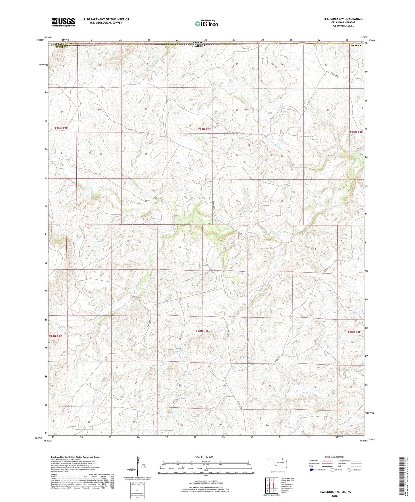 Pearsonia NW Oklahoma US Topo Map Image