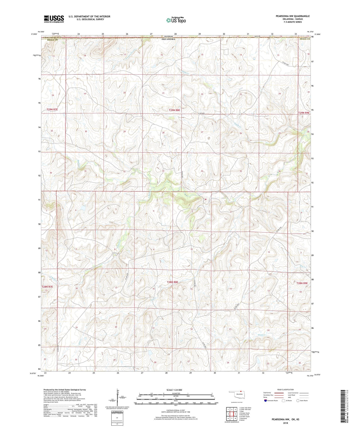 Pearsonia NW Oklahoma US Topo Map Image